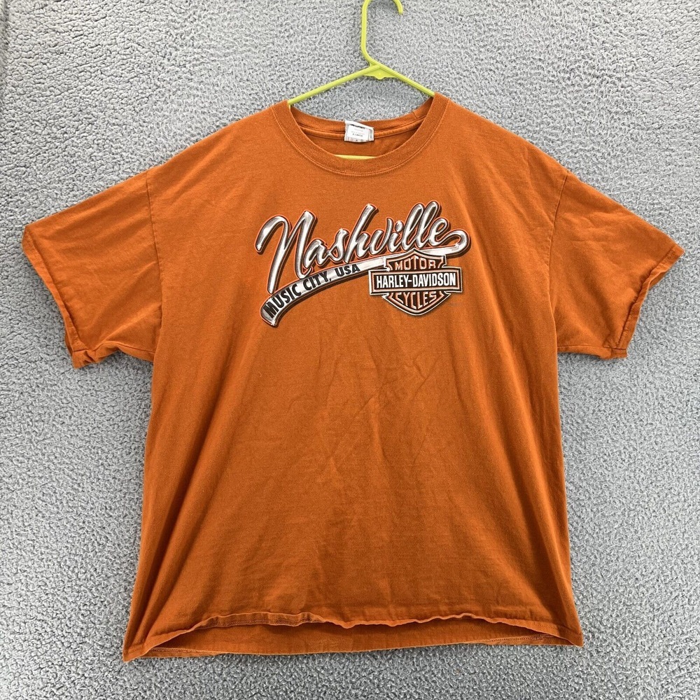 HARLEY DAVIDSON T Shirt Mens XL Orange NASHVILLE TN Biker‎ Motorcycle Beefy T